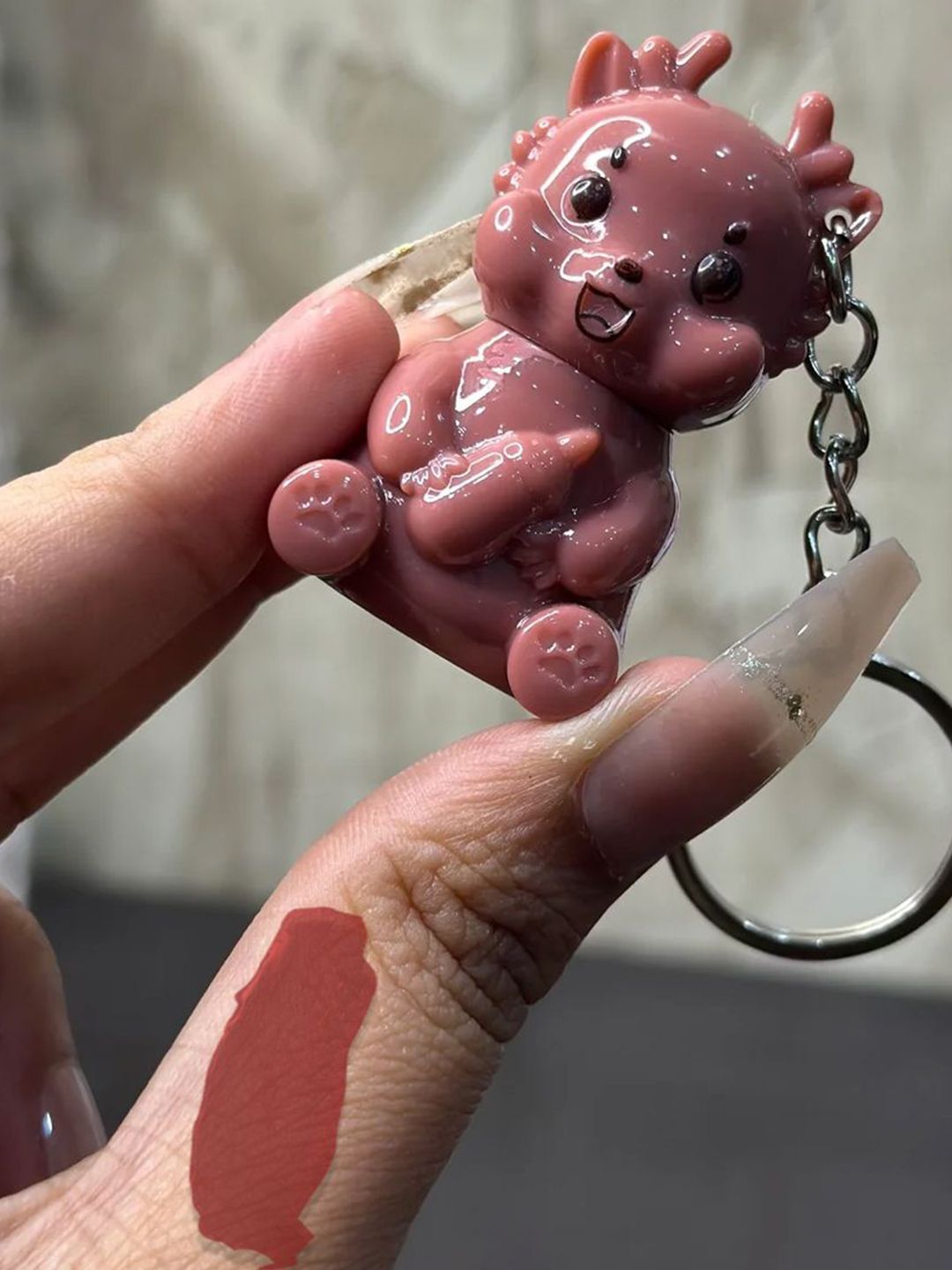 Adbeni Cartoon Keychain Lip Gloss 5ml - Pink