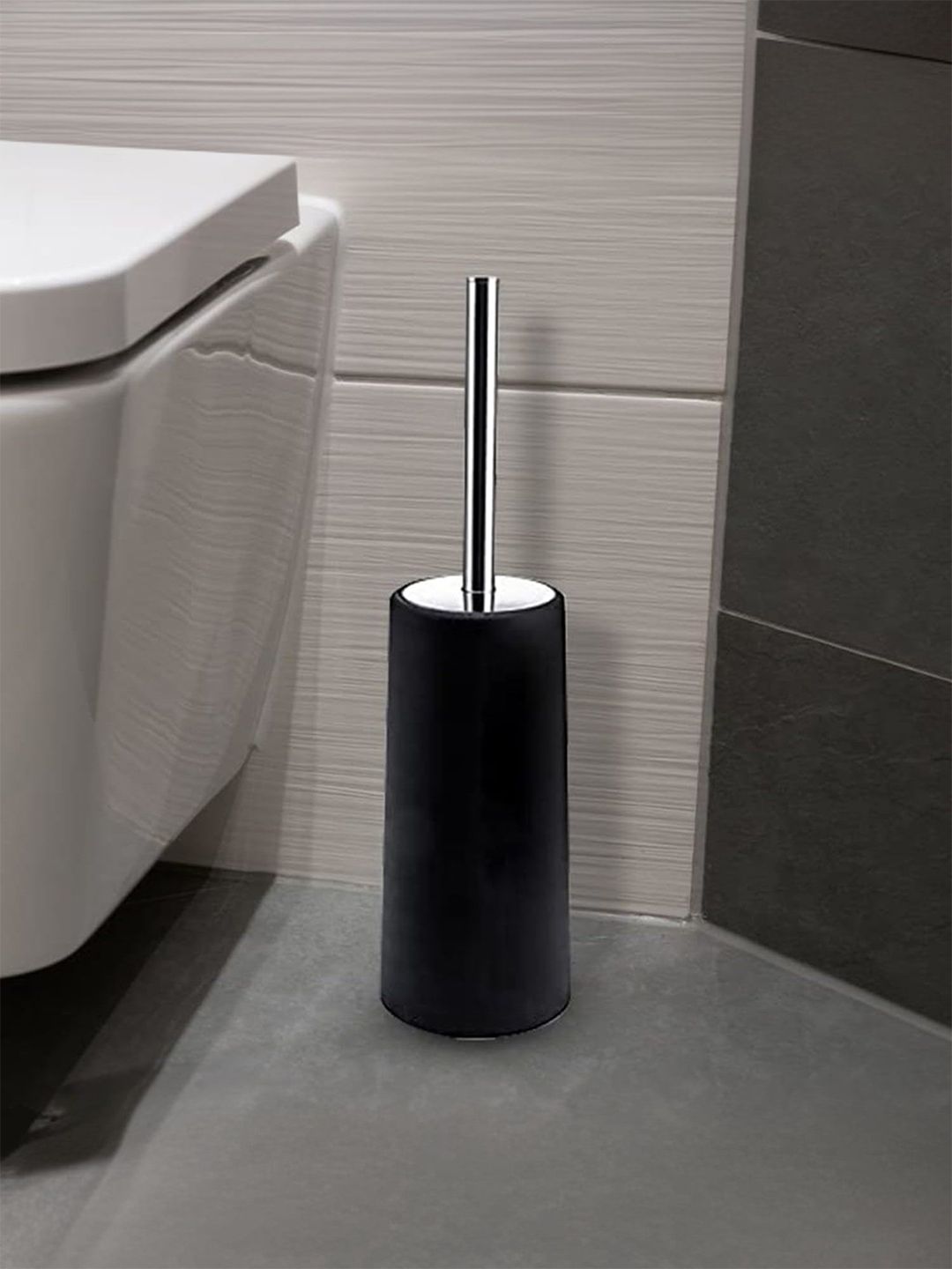 Kuber Industries Black & White Toilet Brush Holder
