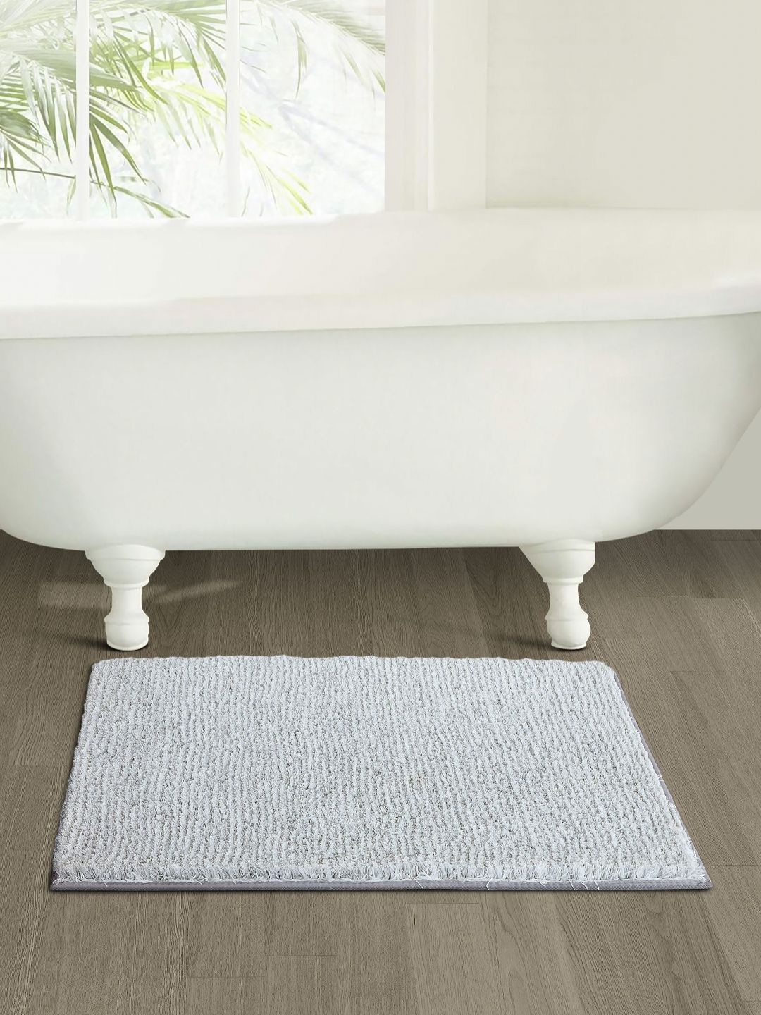 OBSESSIONS Grey & White 2400 GSM Rectangular Bath Rugs