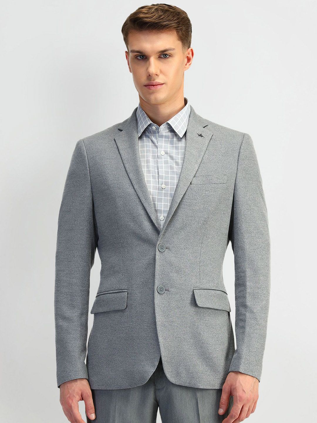 Arrow Self Design Notched Lapel Slim Fit Single Breasted Blazers
