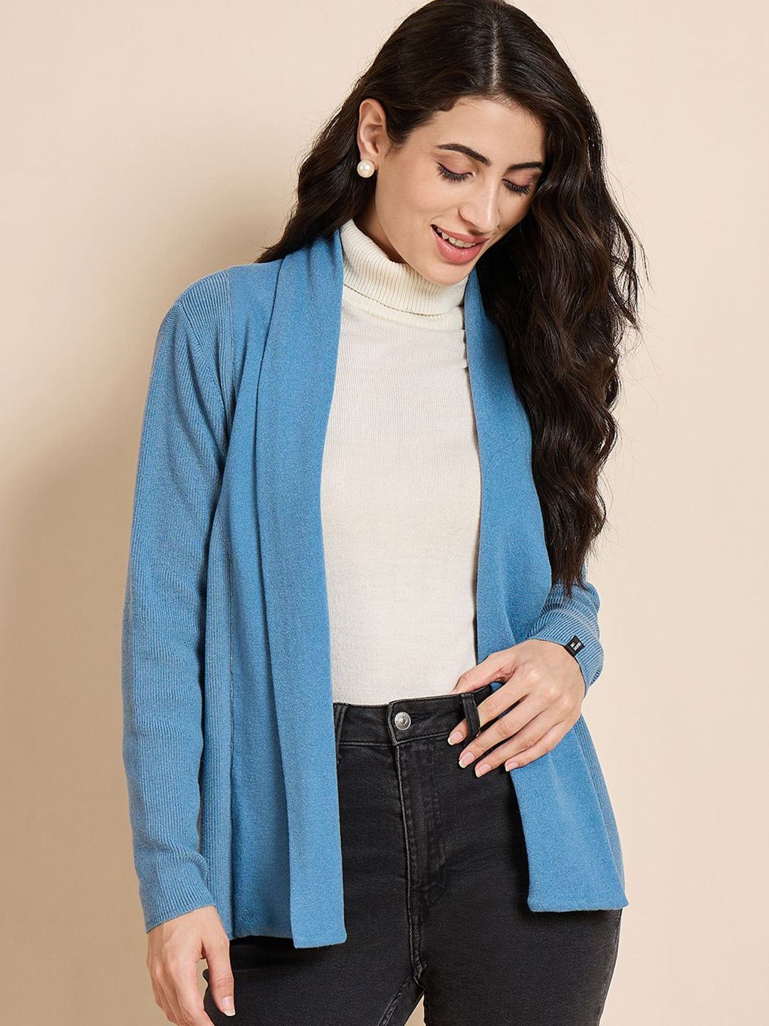 CREATIVE LINE Self Design Woollen Open Front Shrug