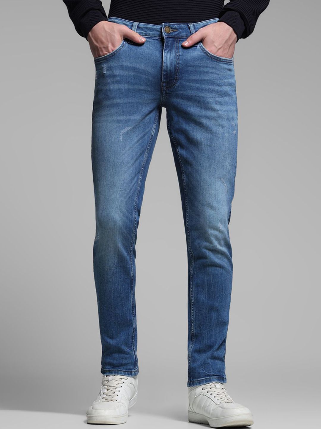 Jack & Jones Men Slim Fit Low-Rise Light Fade Stretchable Jeans