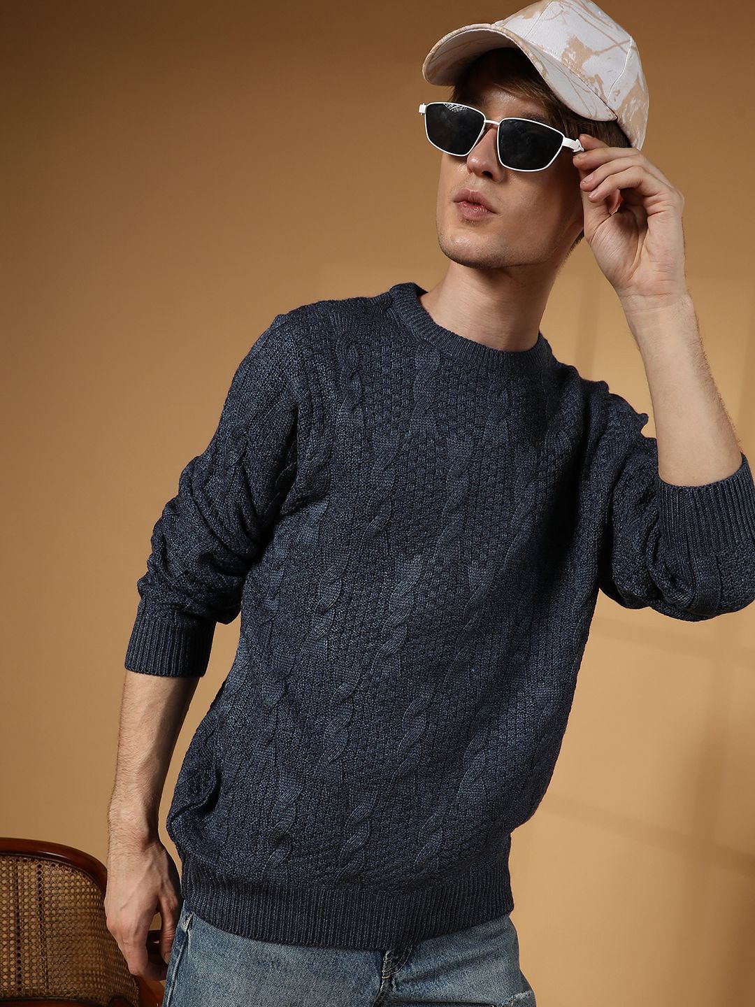 CAHOOT Men Cable Knit Long Sleeves Pullover