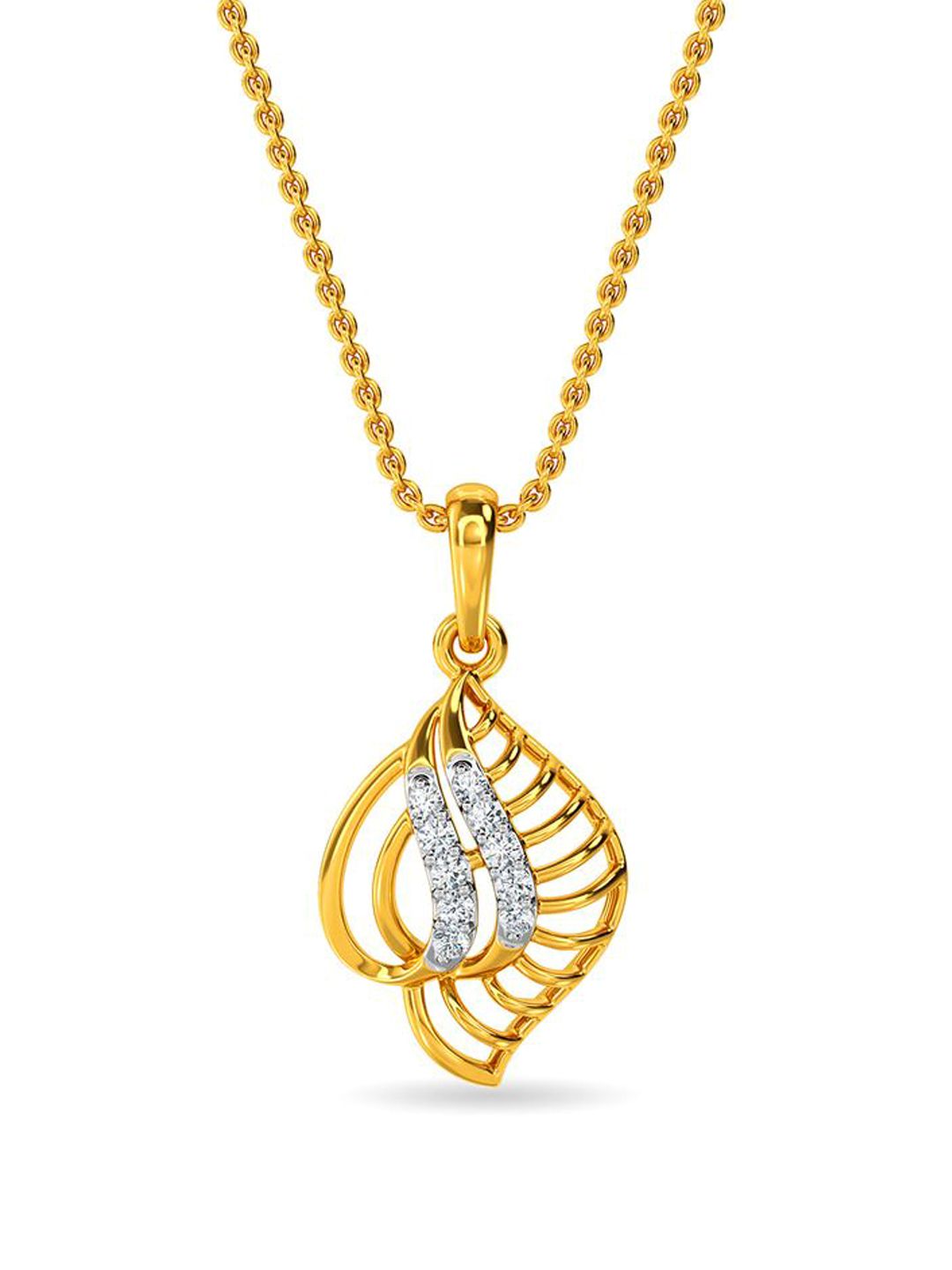 KISNA DIAMOND AND GOLD JEWELLERY Women 14KT Yellow Gold Diamond Pendent 0.076carat