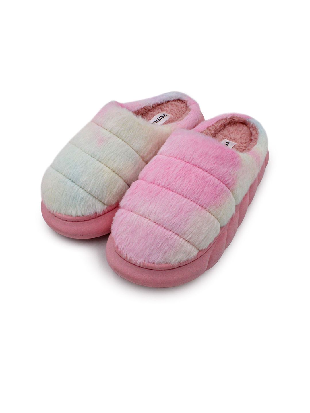 JENNA Women Fur Winter Colourblocked Room Slippers