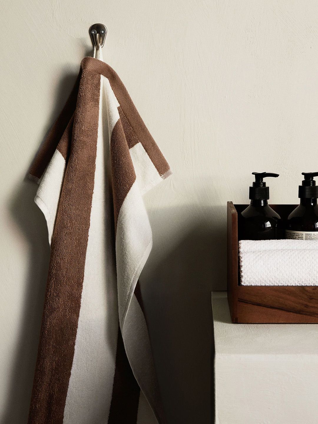 H&M Brown Striped Hand Towel