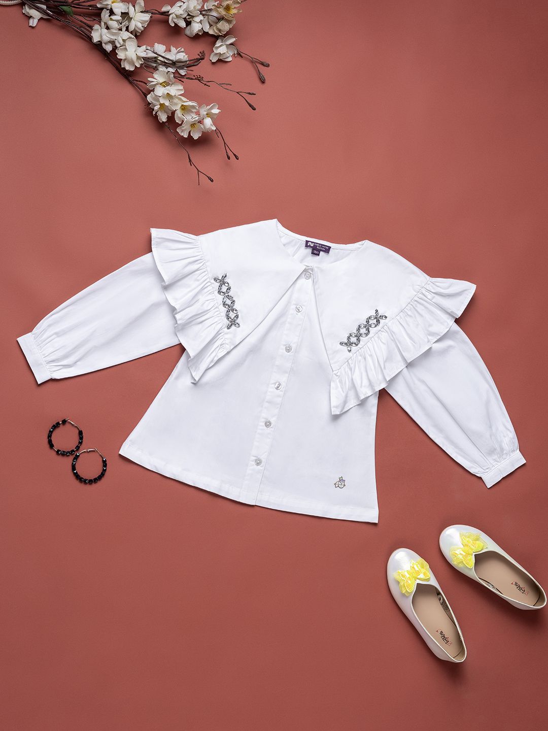 Purple United Kids Girls Round Neck Cotton Regular Top