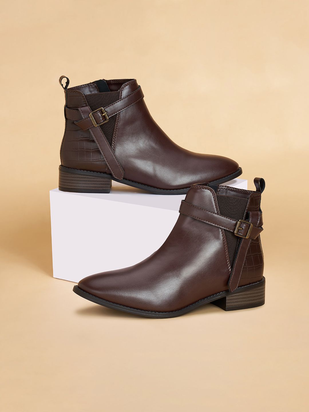 Forever Glam by Pantaloons Women PU Block Heel Regular Boots