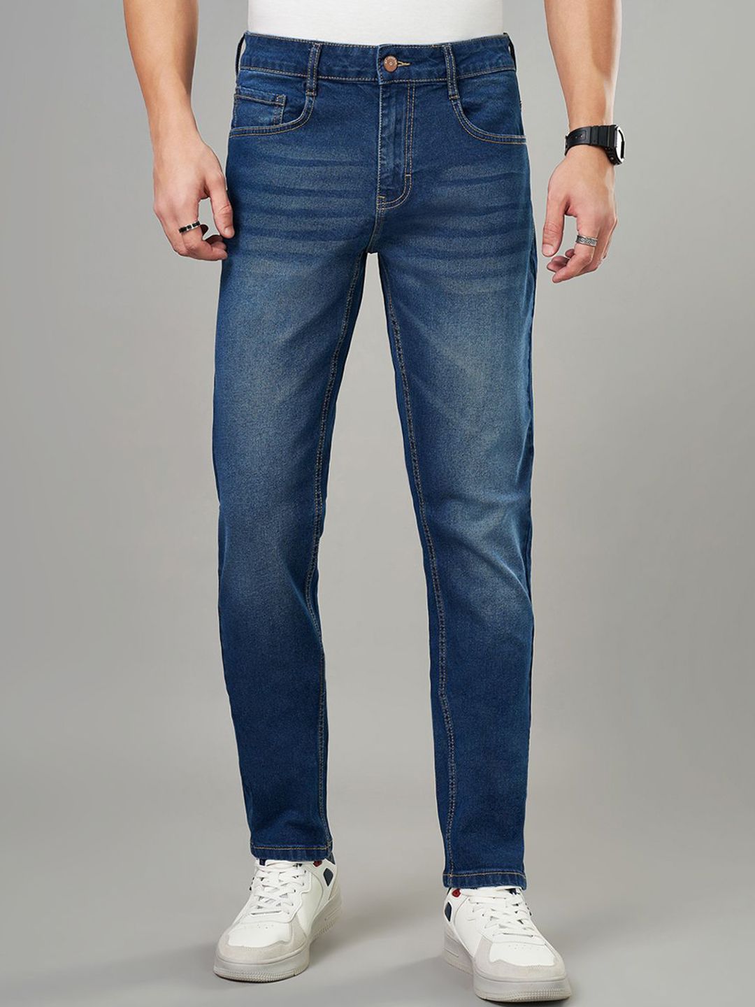 SF JEANS by Pantaloons Men Tapered Cotton Fit Low Distress Light Fade Jeans