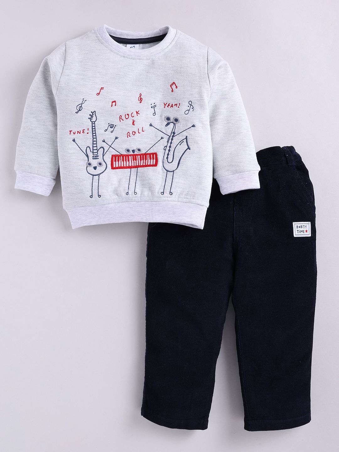 Dollar Kid Super Soft Printed Long Sleeves T Shirt With Corduroy Pant Set
