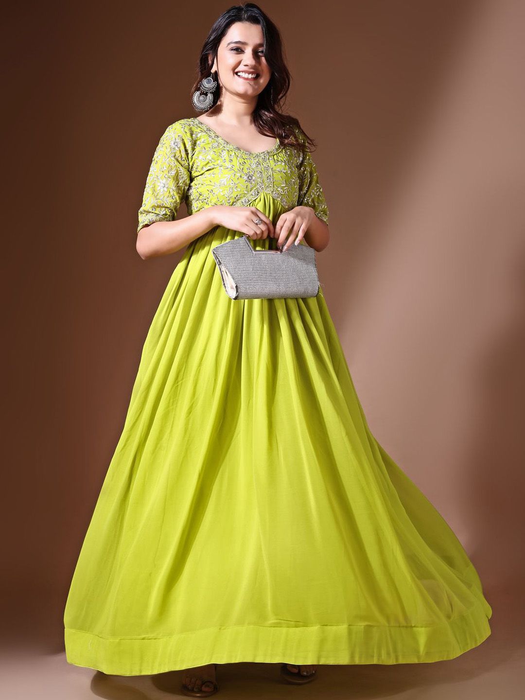 kalini floral embroidered sequinned georgette maxi ethnic dress reviews Buy KALINI Floral Print Maxi Ethnic Dress - Ethnic Dresses for Women 30694612