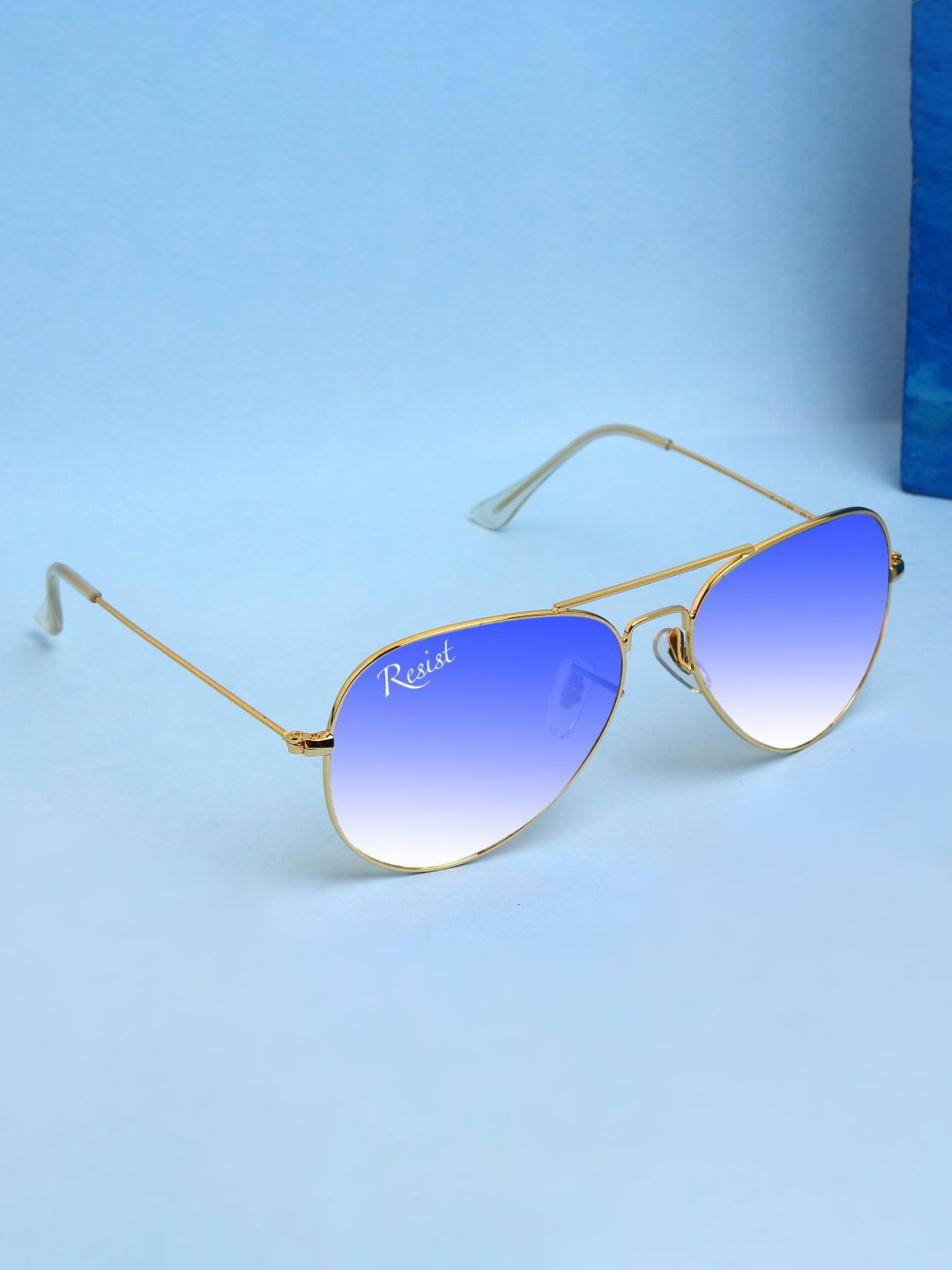 RESIST EYEWEAR Unisex Sunglasses with UV Protected Lens AIRCRAFTS GOLD BLUE REVO DC2