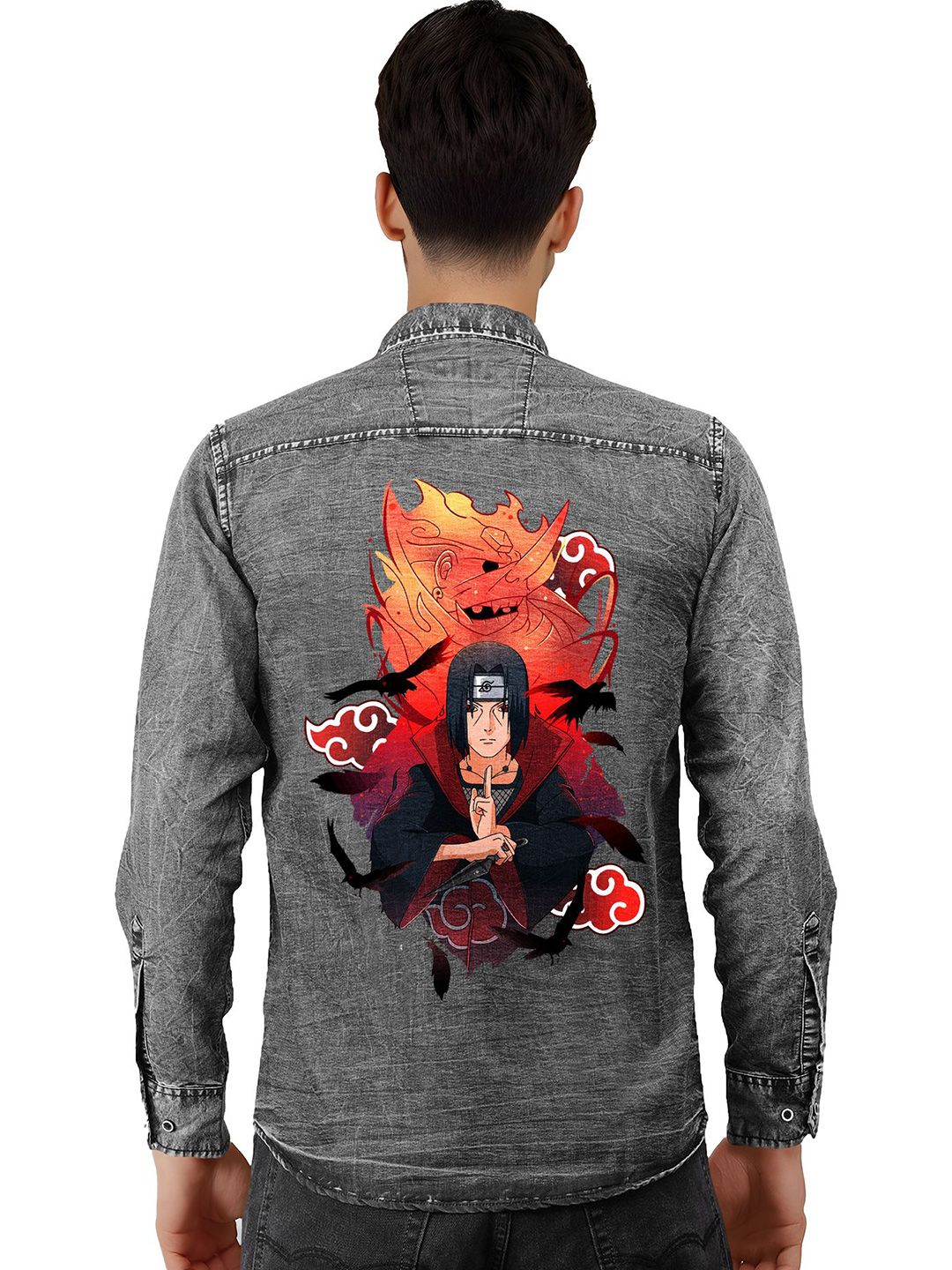 Buy fanideaz Men Classic Spread Collar Graphic Printed Denim