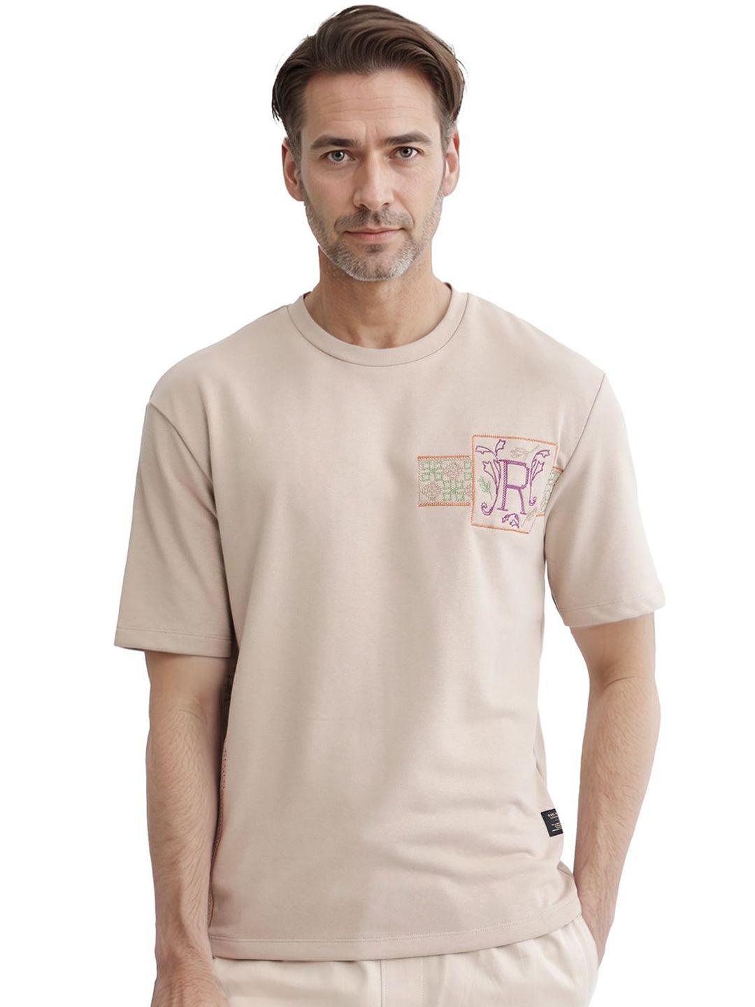 RARE RABBIT Men Graphic Printed Round Neck Slim Fit T-shirt deal from myntra