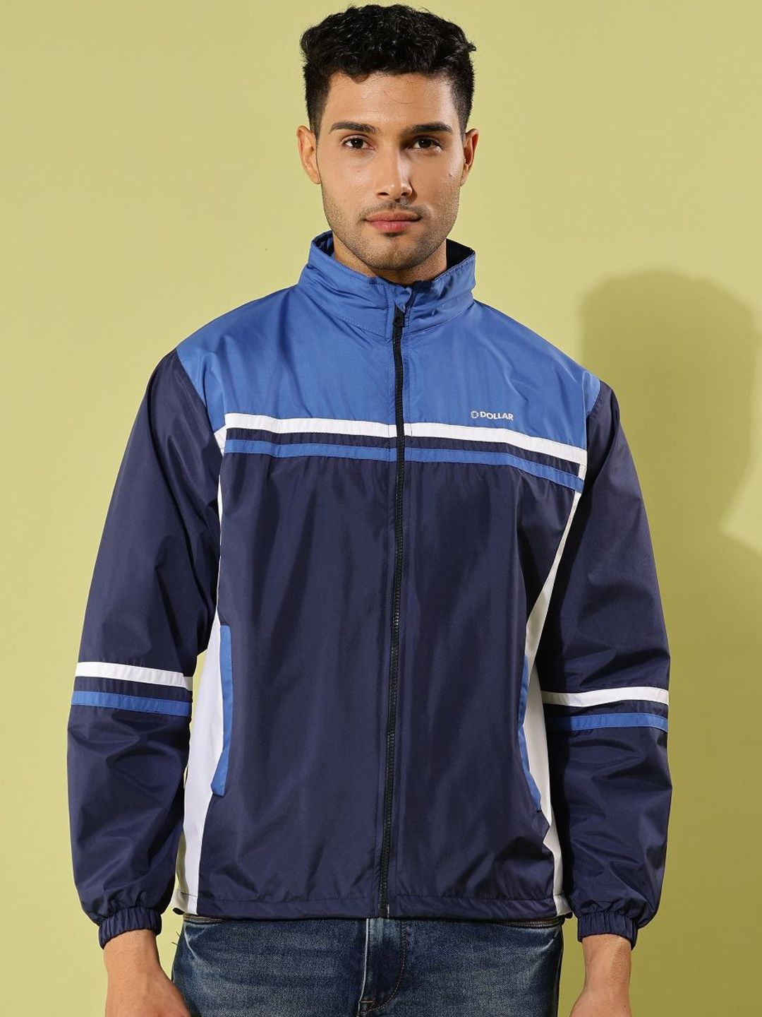 Dollar Men Colourblock Light Weight Windcheater with UV Protection and Pockets