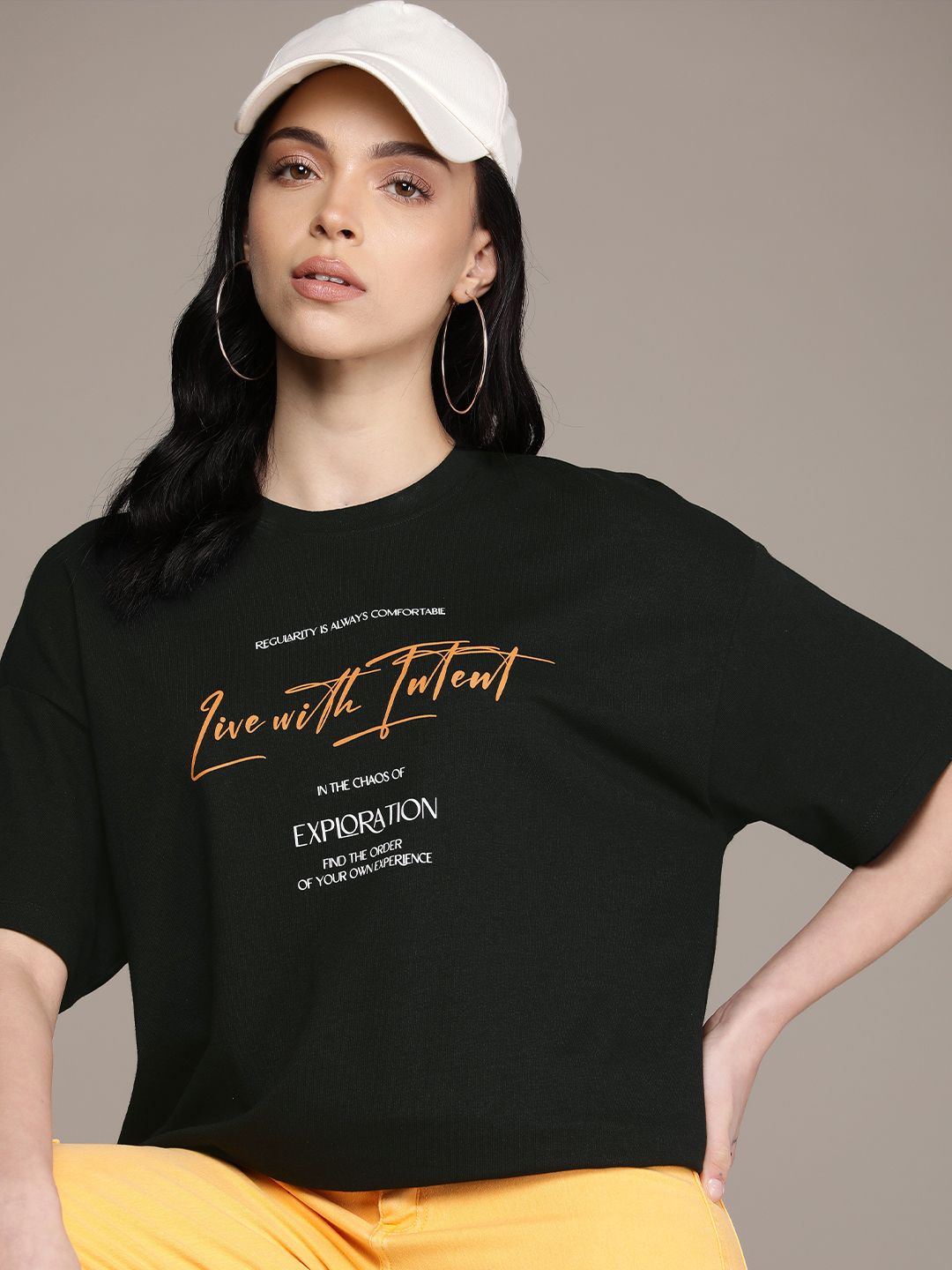 The Roadster Life Co. Typography Printed Drop-Shoulder Sleeves Boxy T-shirt