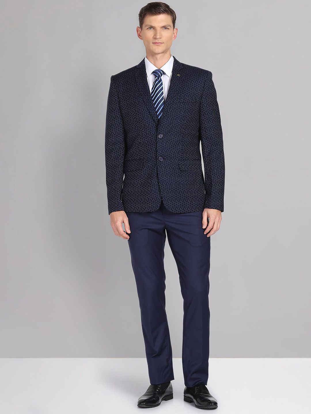AD By Arvind Men Tailored Regular Fit Patterned Single Breasted Two Piece Suit