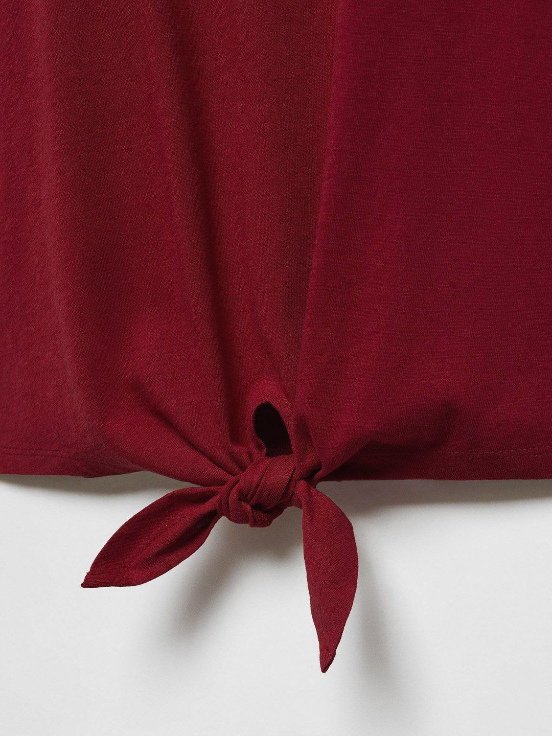 Tie Up Waist Extended Sleeves Pure Cotton T-shirt