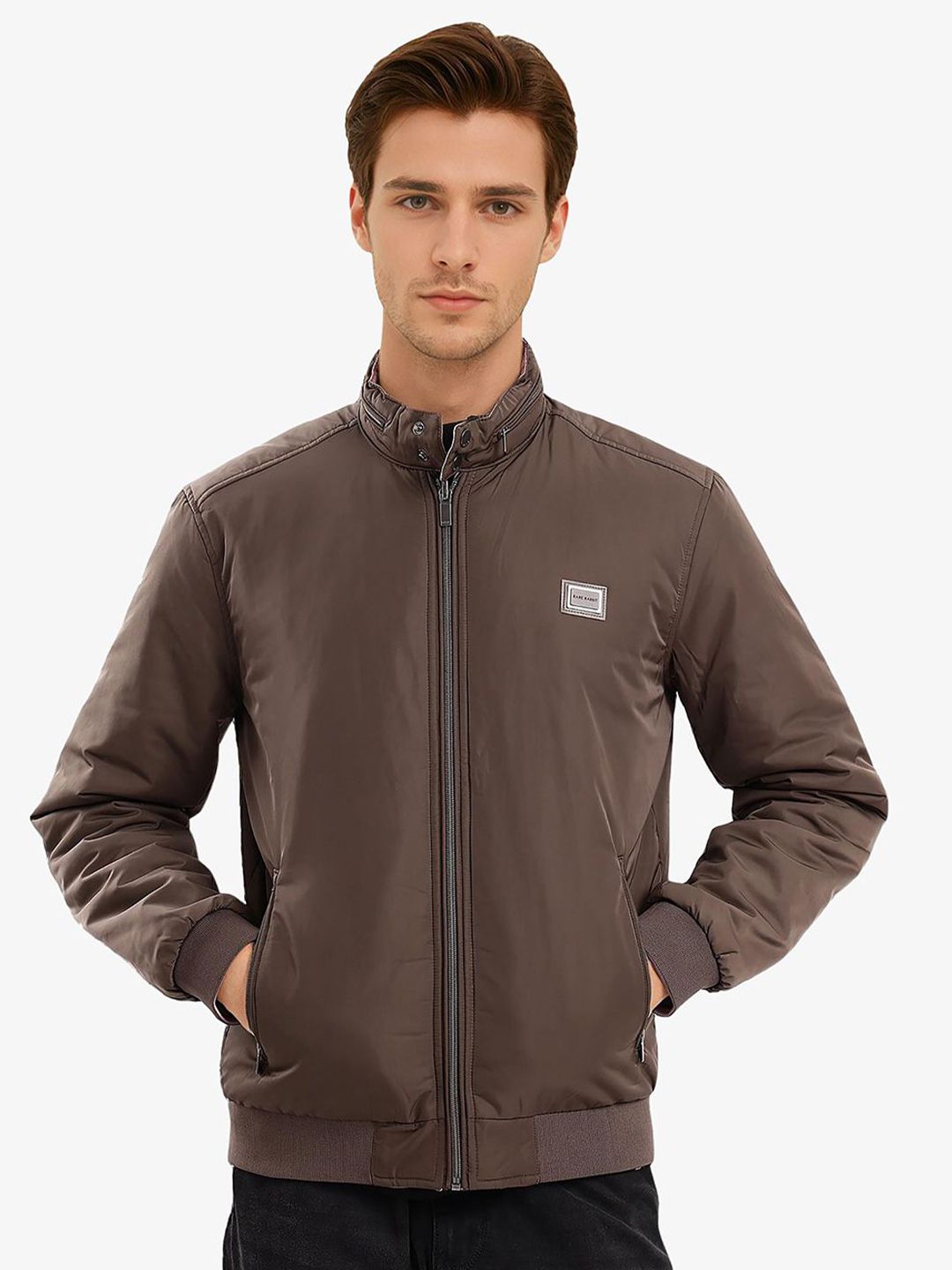 RARE RABBIT Men Mandarin Collar Solid Casual Open Front Jacket