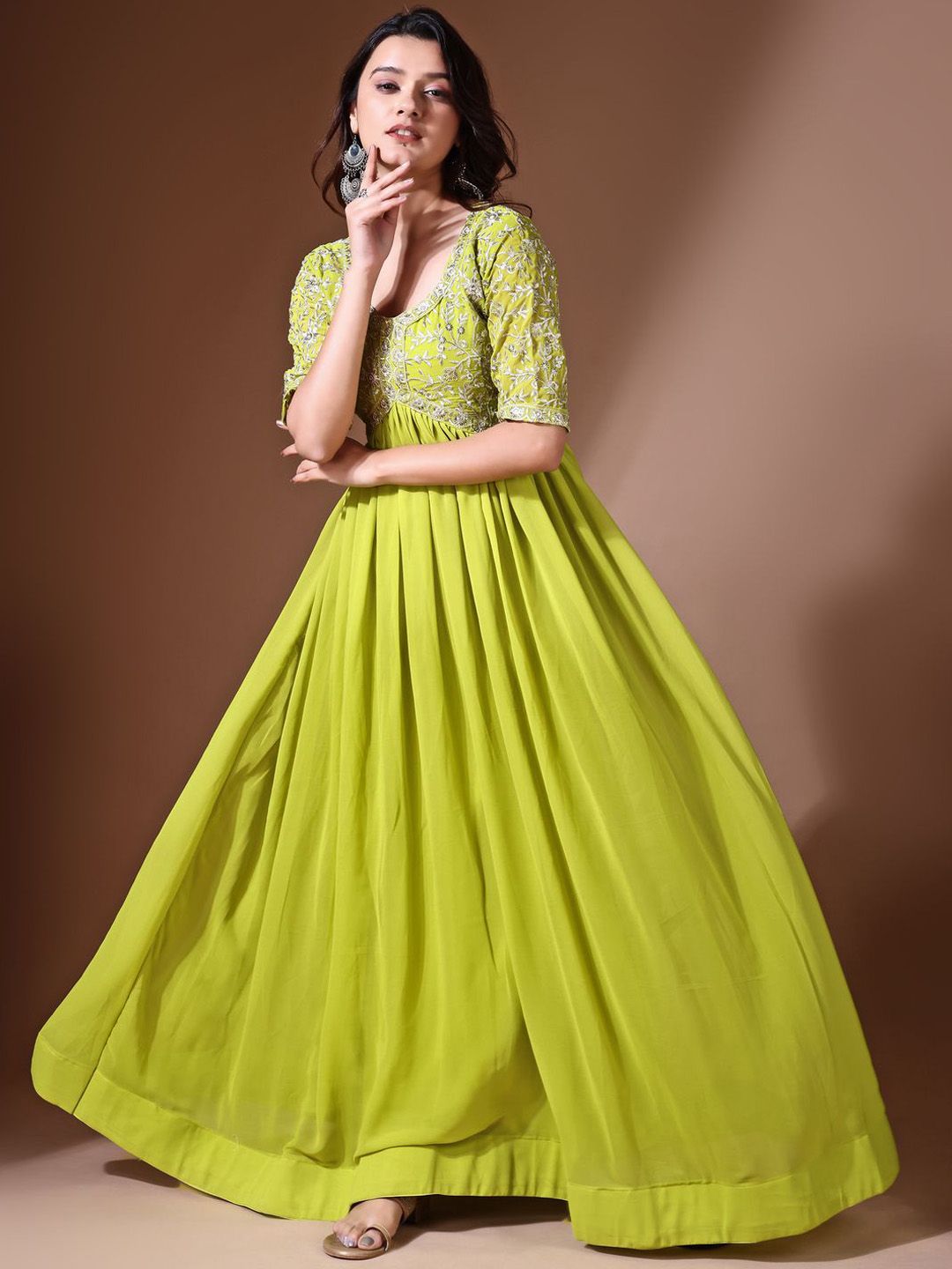 kalini floral embroidered sequinned georgette maxi ethnic dress reviews Buy KALINI Embroidered Sequined Detail Ethnic Maxi Dresses - Ethnic Dresses for Women 31946579