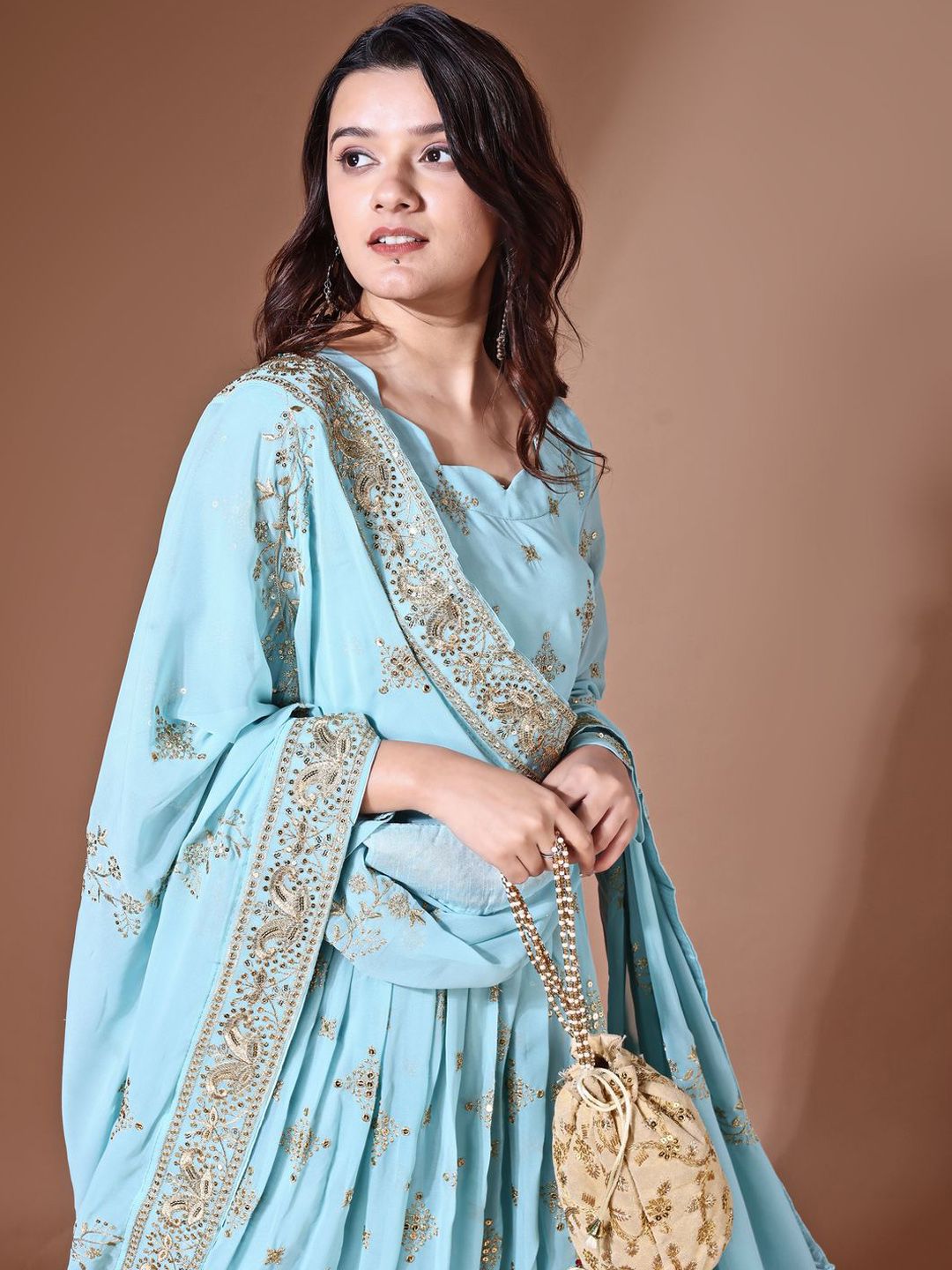 Buy KALINI Floral Embroidered Round Neck Gathered Georgette Maxi Ethnic Dress With Dupatta - Ethnic Dresses for Women 31211119 | Myntra Buy KALINI Floral Embroidered Round Neck Gathered Georgette Maxi Ethnic Dress With Dupatta - Ethnic Dresses for Women 31211119 | Myntra