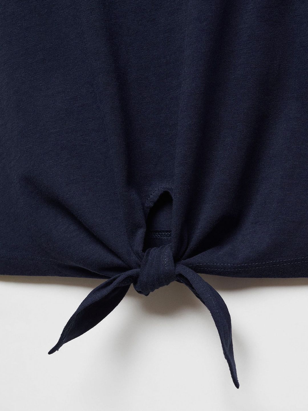 Tie Up Waist Extended Sleeves Pure Cotton T-shirt