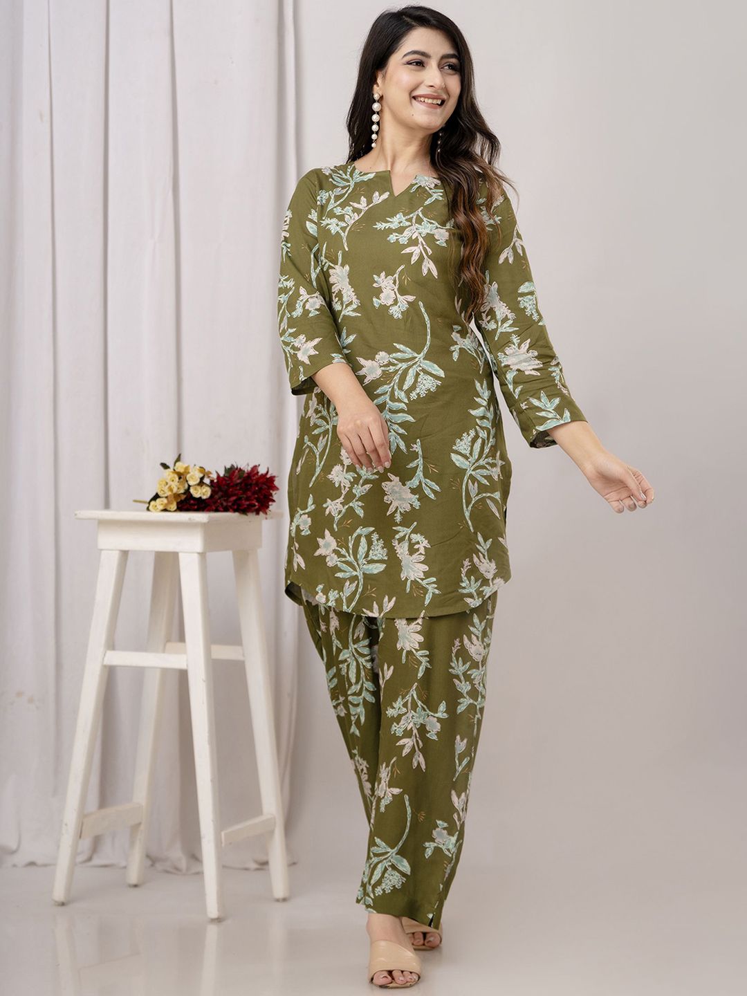 A&K Floral Printed Top With Palazzo Co-Ords