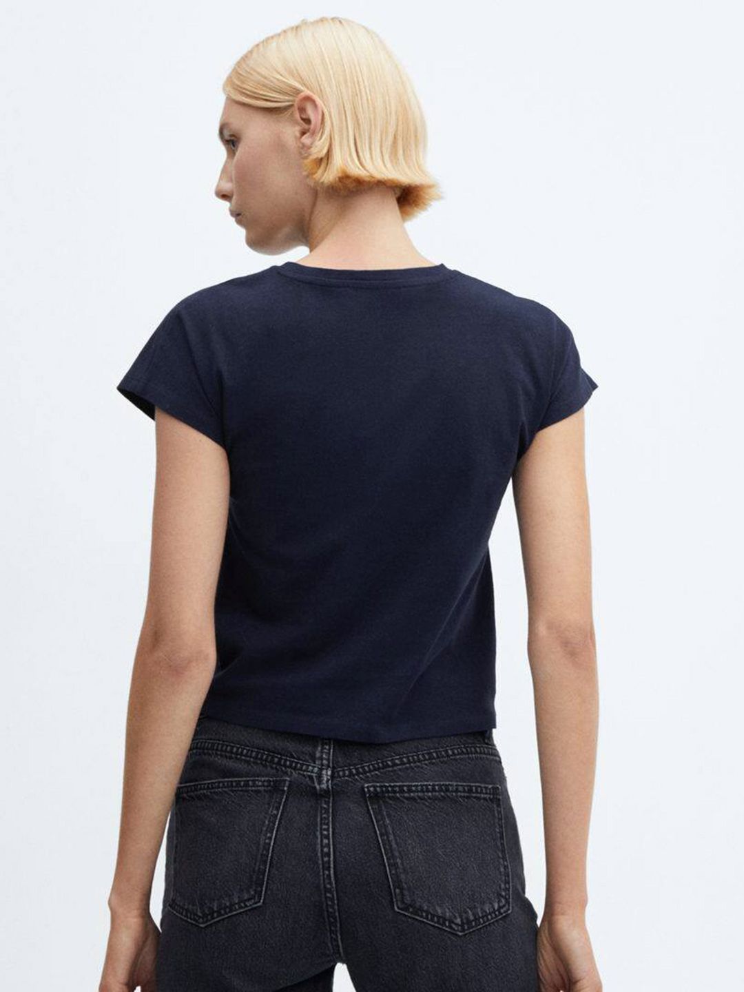 Tie Up Waist Extended Sleeves Pure Cotton T-shirt