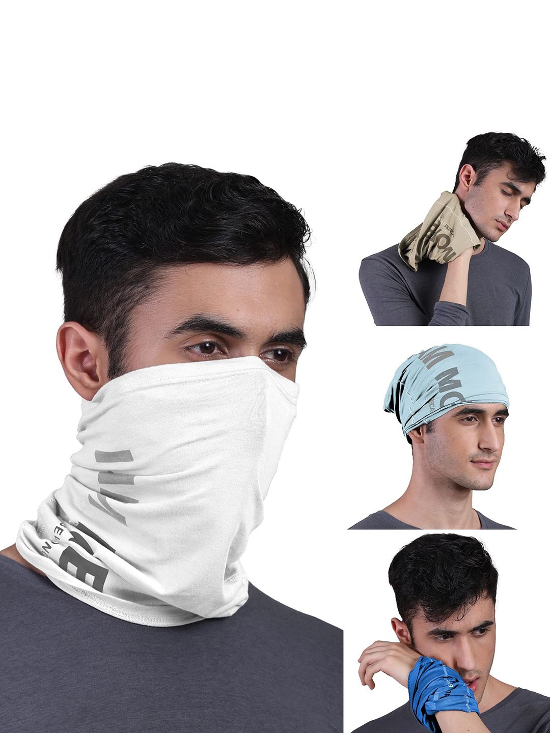 FREECULTR Unisex Pack Of 4 Printed Anti Microbial Multipurpose Bandana Headband