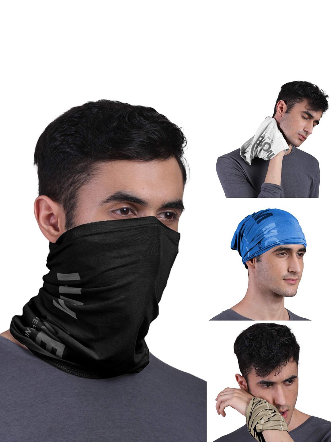 FREECULTR Unisex Pack Of 4 Printed Anti Microbial Multipurpose Bandana Headband