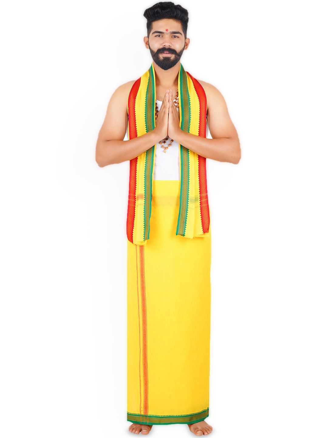 Ethazh Men Cotton Dhoti with Angavastram