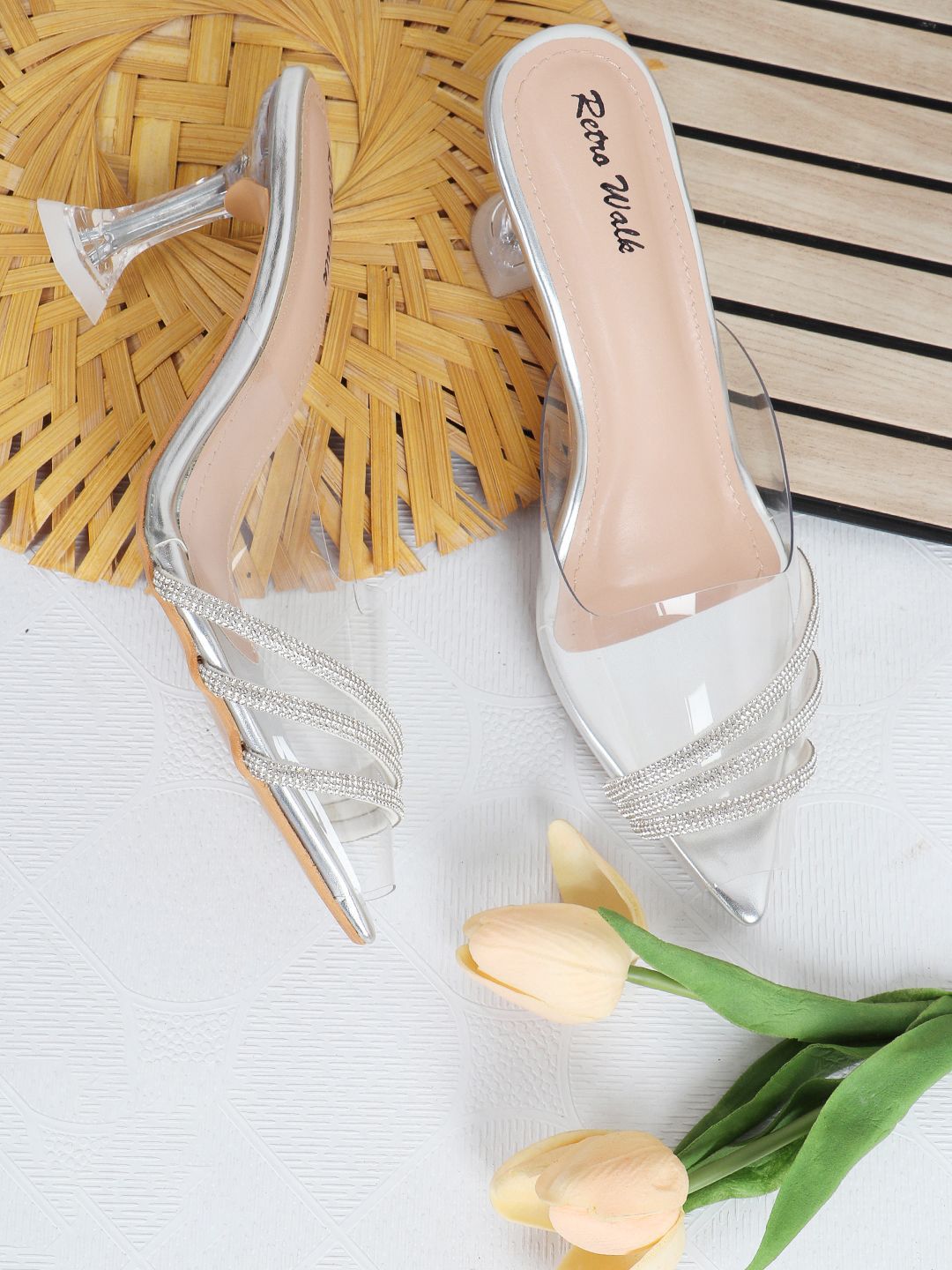 Retro Walk Women Embellished Stiletto Mules with Buckles