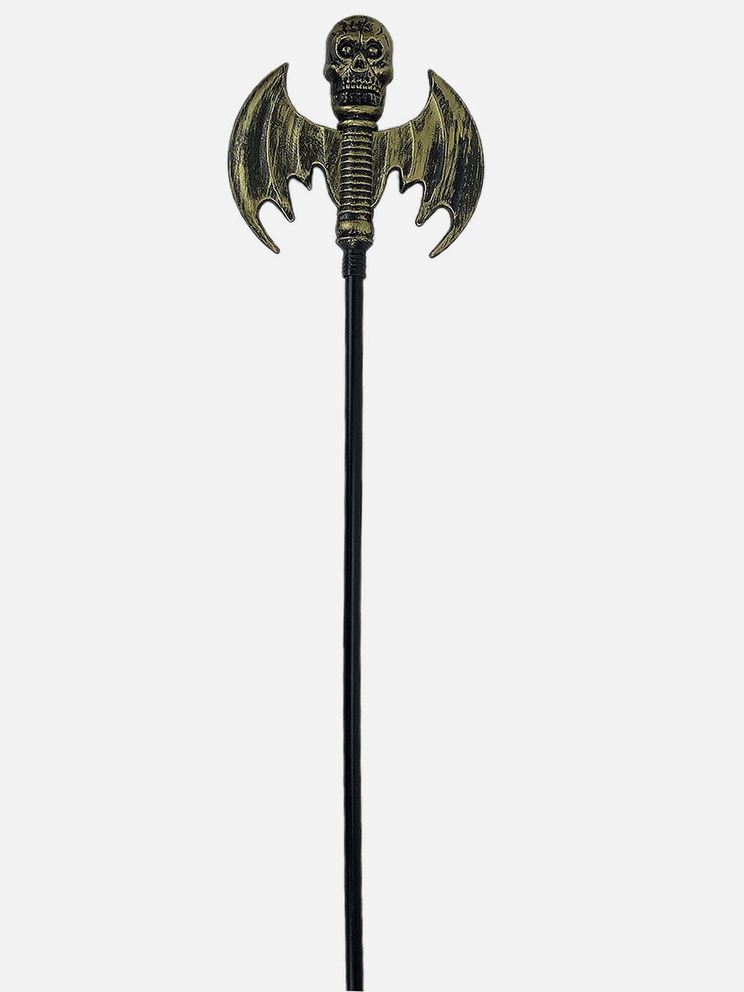 Little Surprise Box LLP Black & Gold Toned Skull Batwings Hand Prop for Halloween Decor