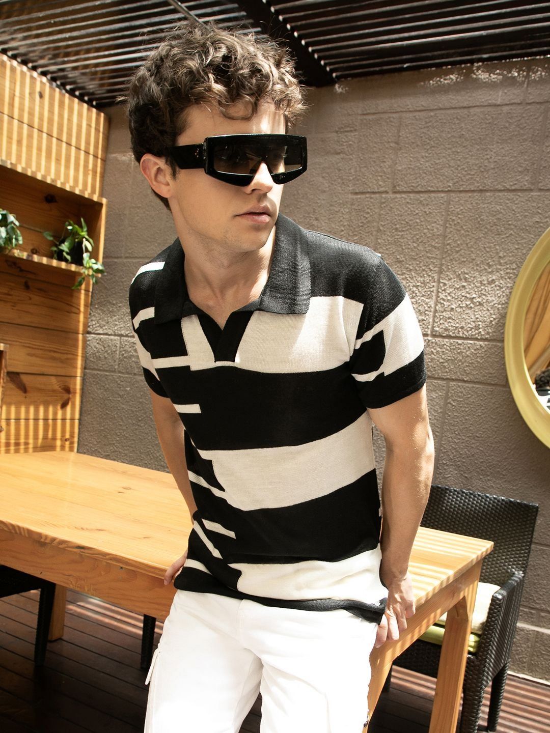 CAHOOT Men Colourblocked Polo Collar Cotton T-shirt