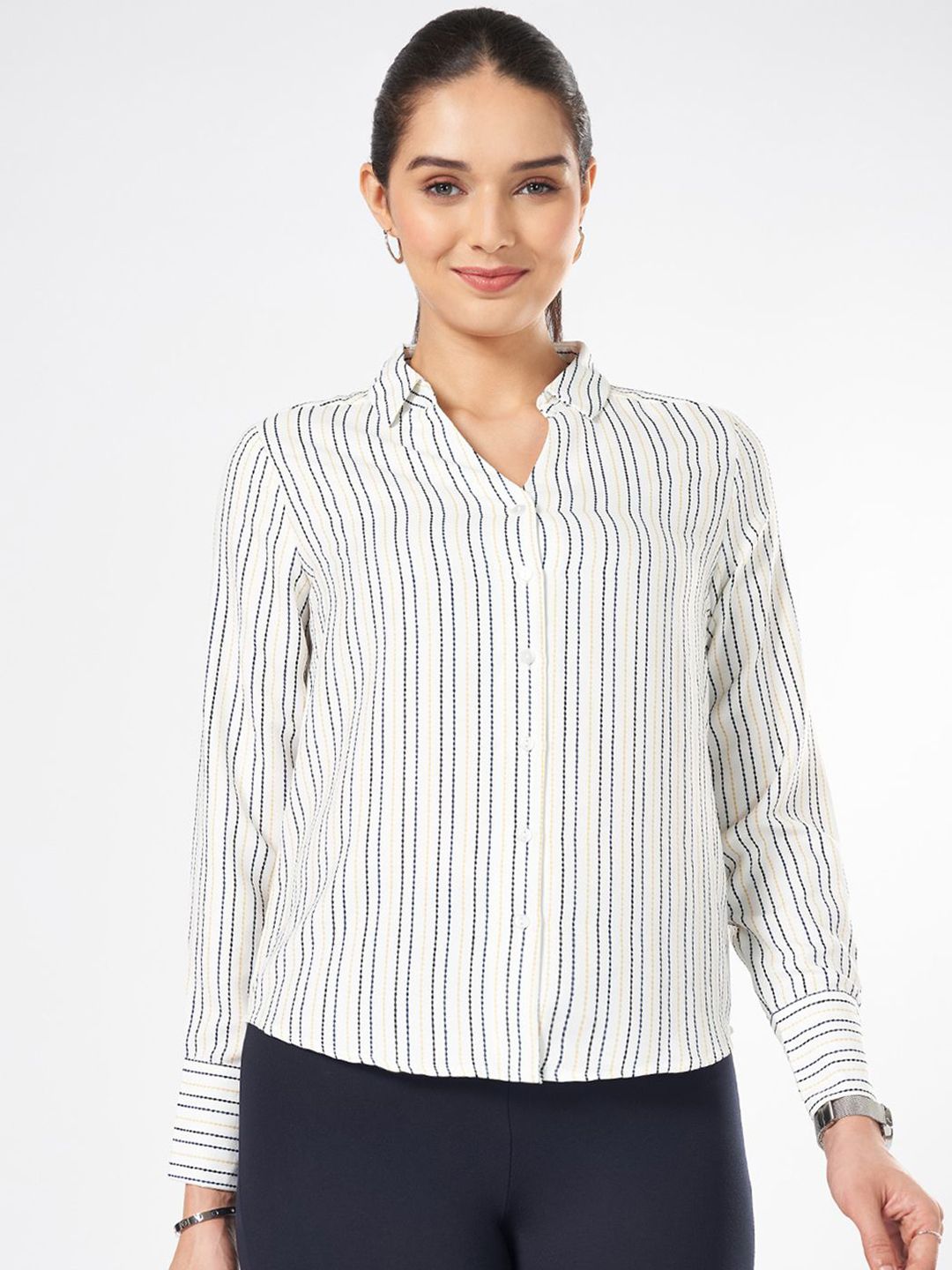 Annabelle by Pantaloons Women Printed Shirt Collar Top