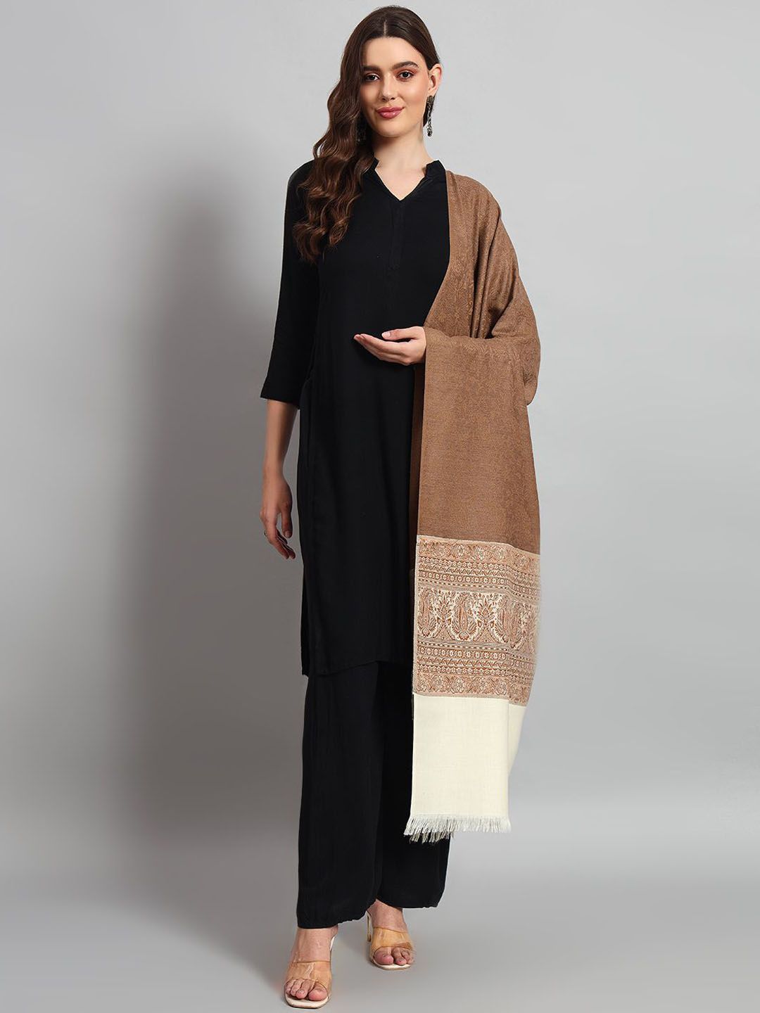 HANDICRAFT PALACE Floral Woven Design Shawl