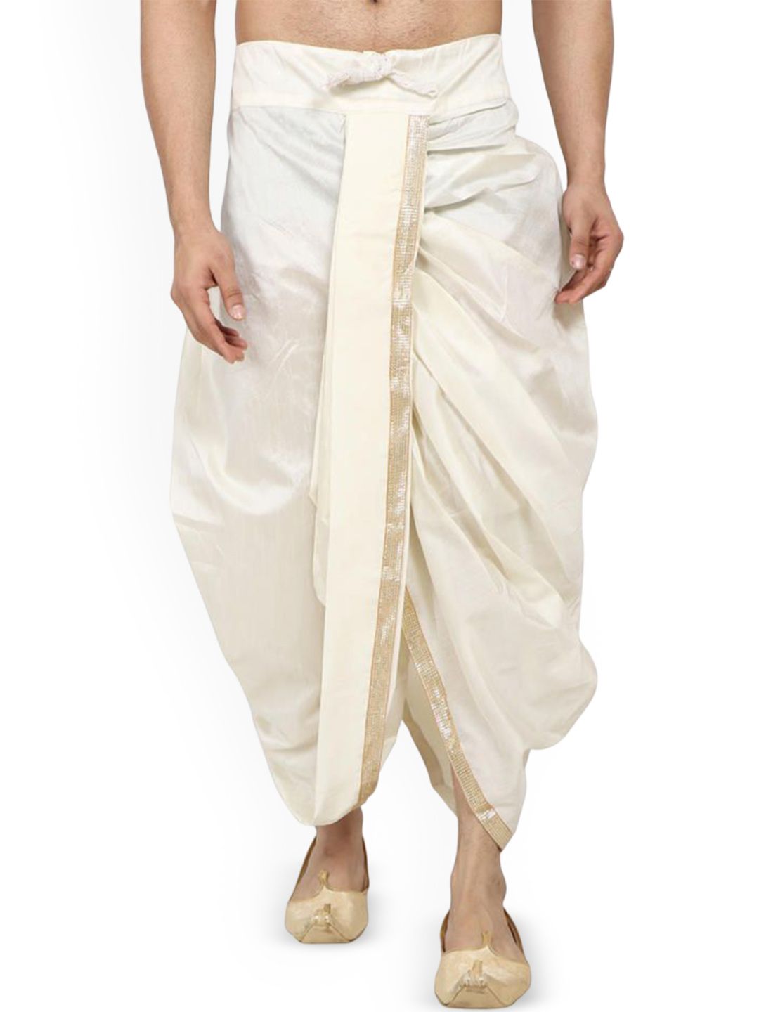 FANZI Men Silk Dhoti Pant with Lace Work