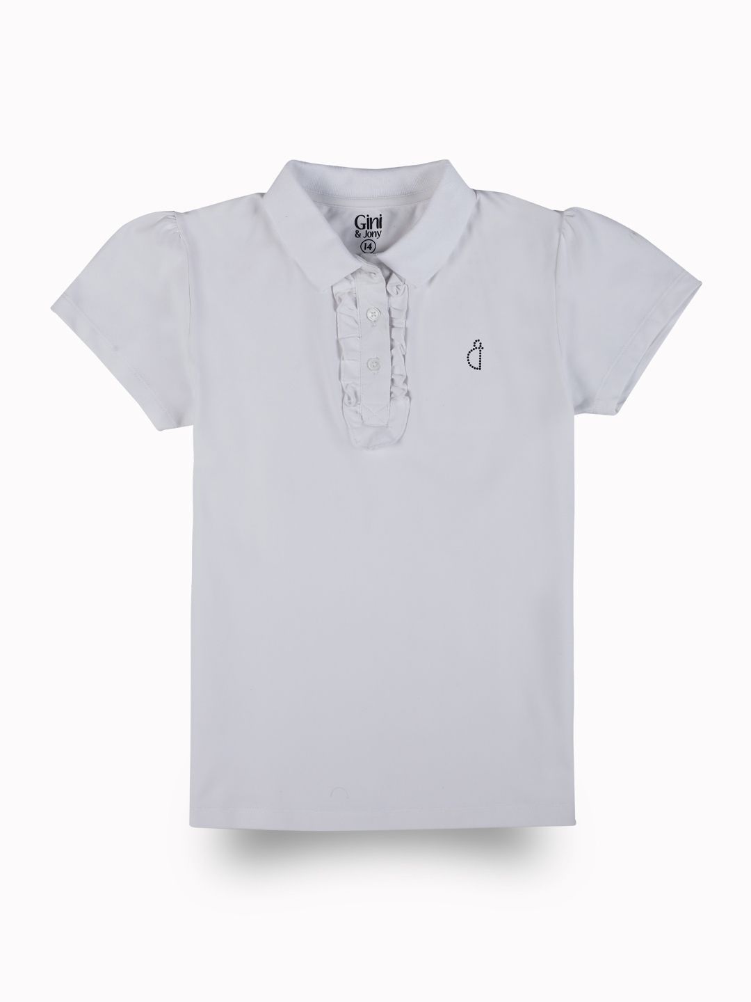 Gini and Jony Girls Puff Sleeve Cotton Solid Top