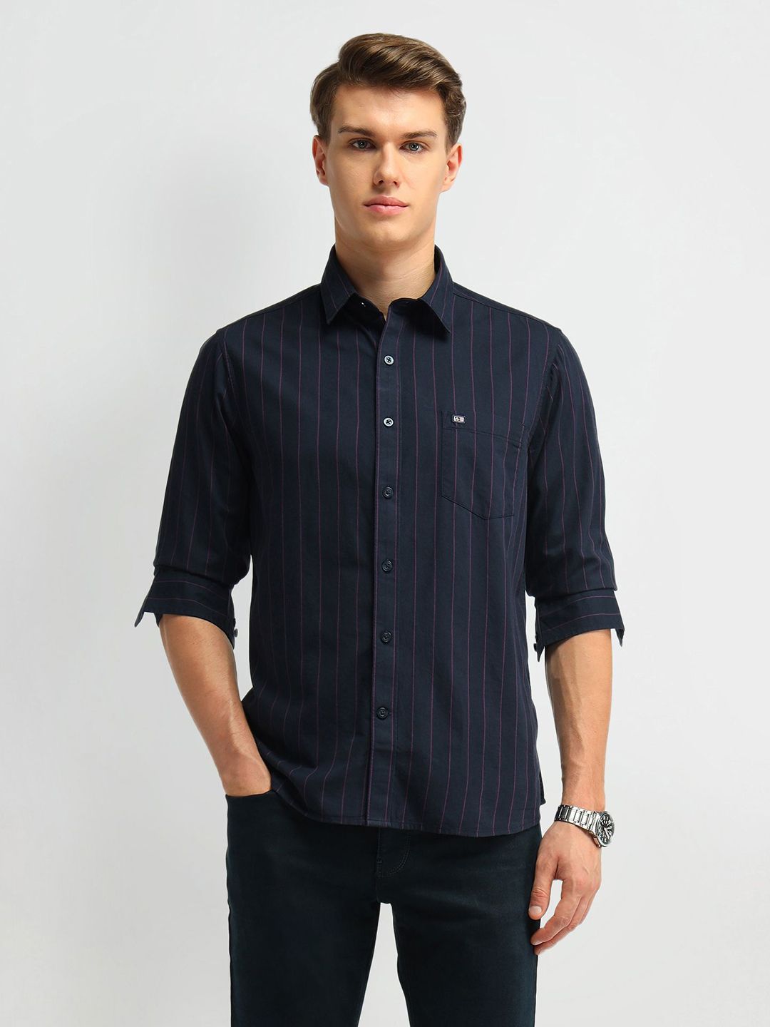 Arrow Sport Arrow Sport Men Classic Tailored Fit Opaque Striped Formal Shirt