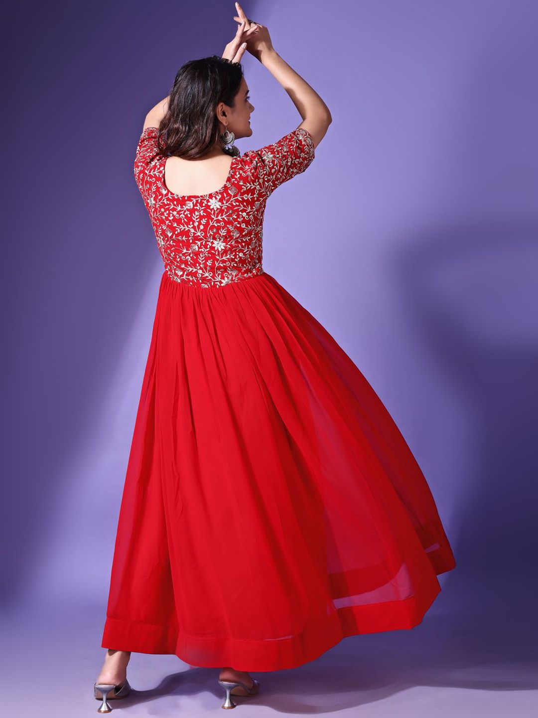 kalini floral embroidered sequinned georgette maxi ethnic dress reviews Buy KALINI Floral Embroidered Fit and Flare Georgette Maxi Ethnic Dress -  Ethnic Dresses for Women 31240674