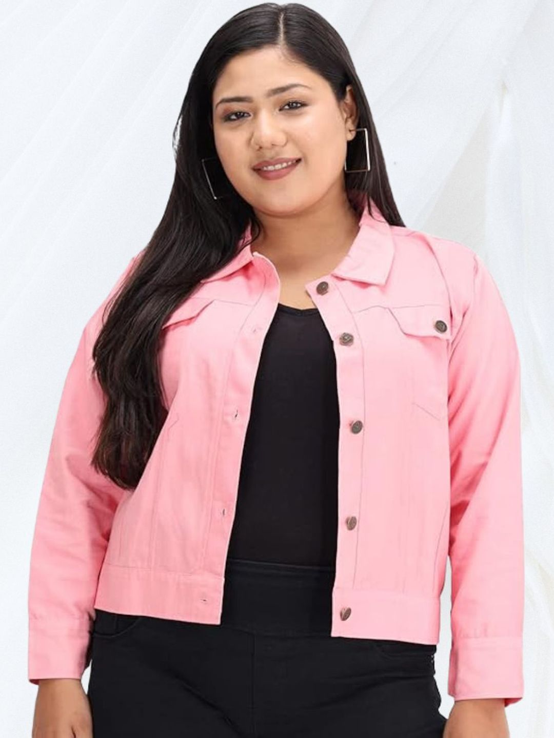 Funday Fashion Funday Fashion Women Spread Collar Solid Cotton Casual Denim Jacket