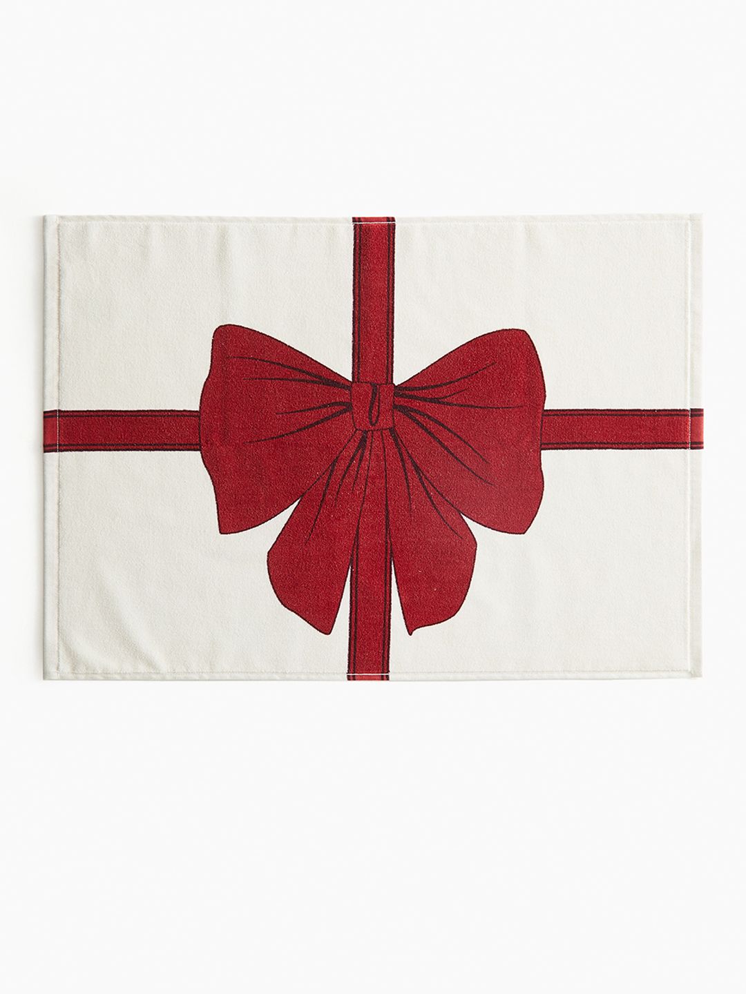 H&M White Pure Cotton Christmas Motif Bath Mat