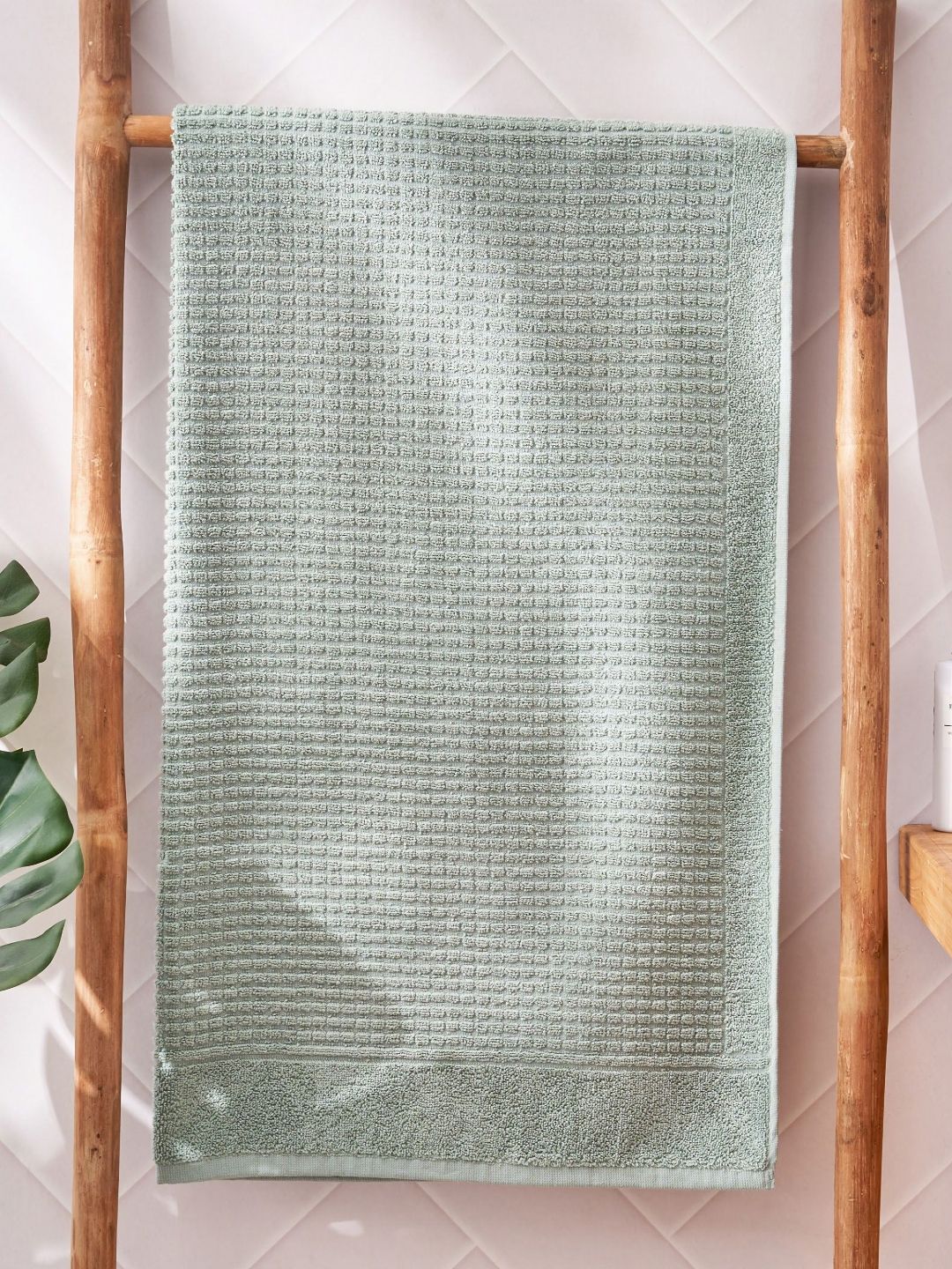 Home Centre Green Printed Cotton 350 GSM Bath Towel