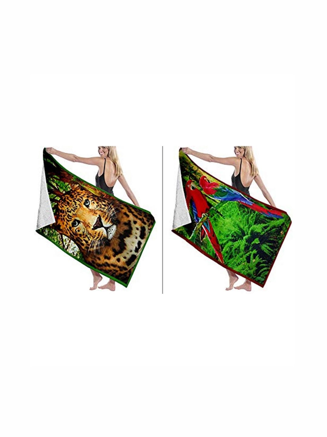 Lushomes Green & Brown 2 Piece Printed Microfiber 225 GSM Towel Set