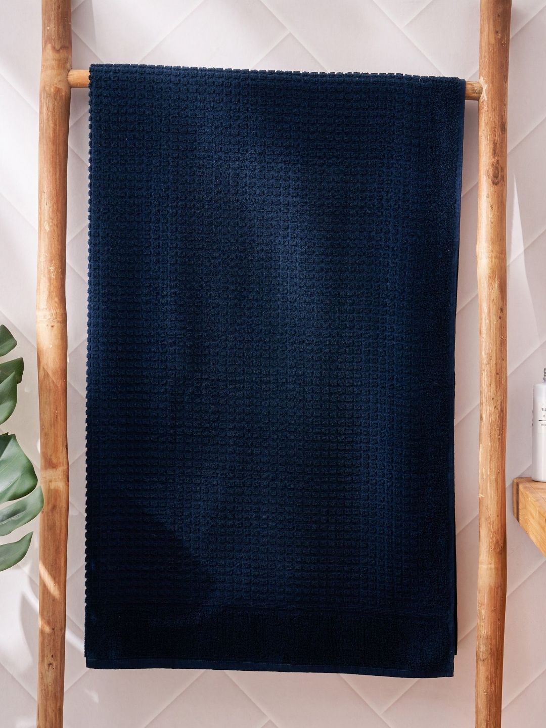 Home Centre Blue Printed Cotton 350 GSM Bath Towel
