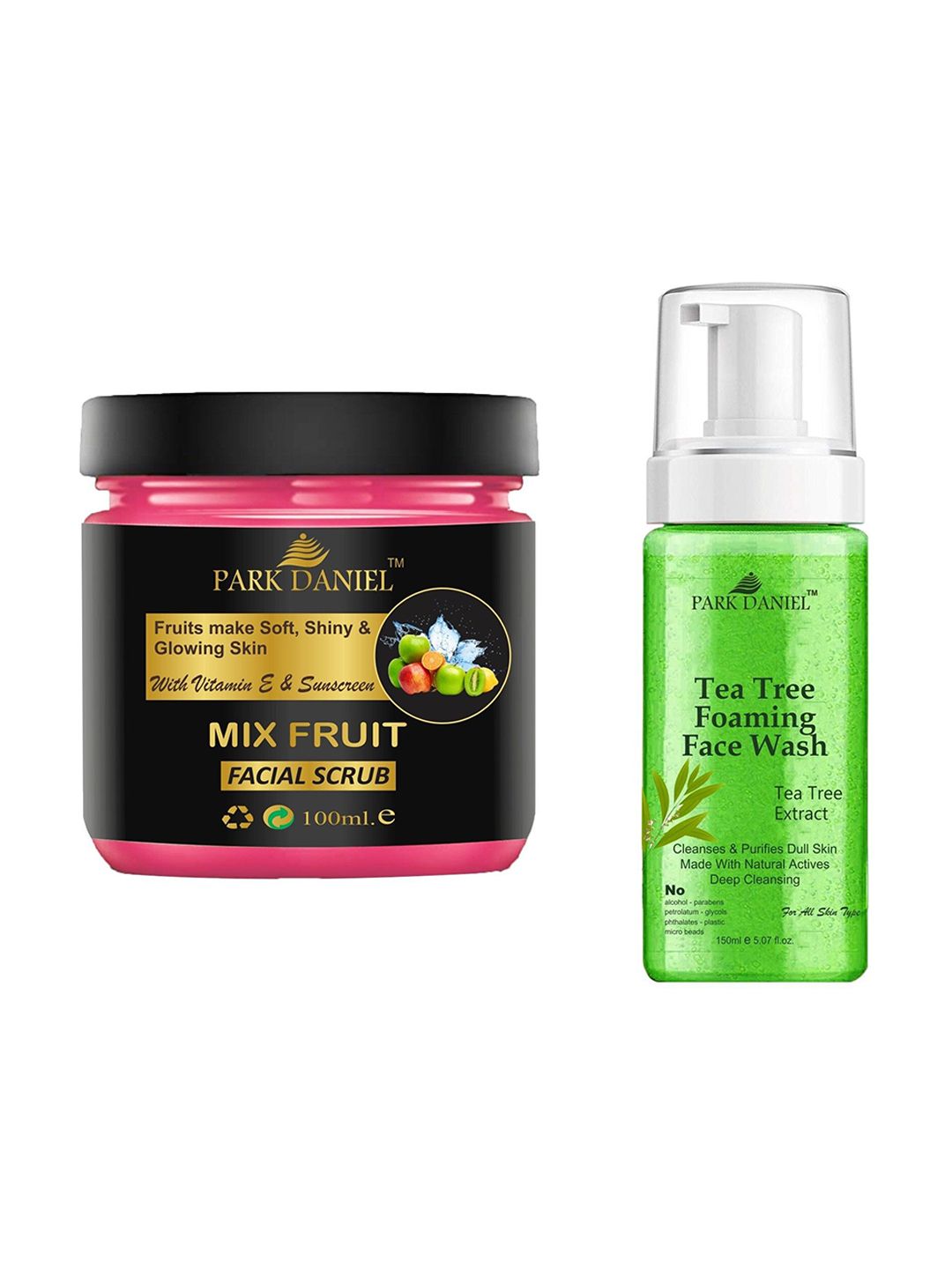 Park Daniel Set Of 2 Mix Fruit Facial Scrub 30ml With Foaming Face Wash - 150ml