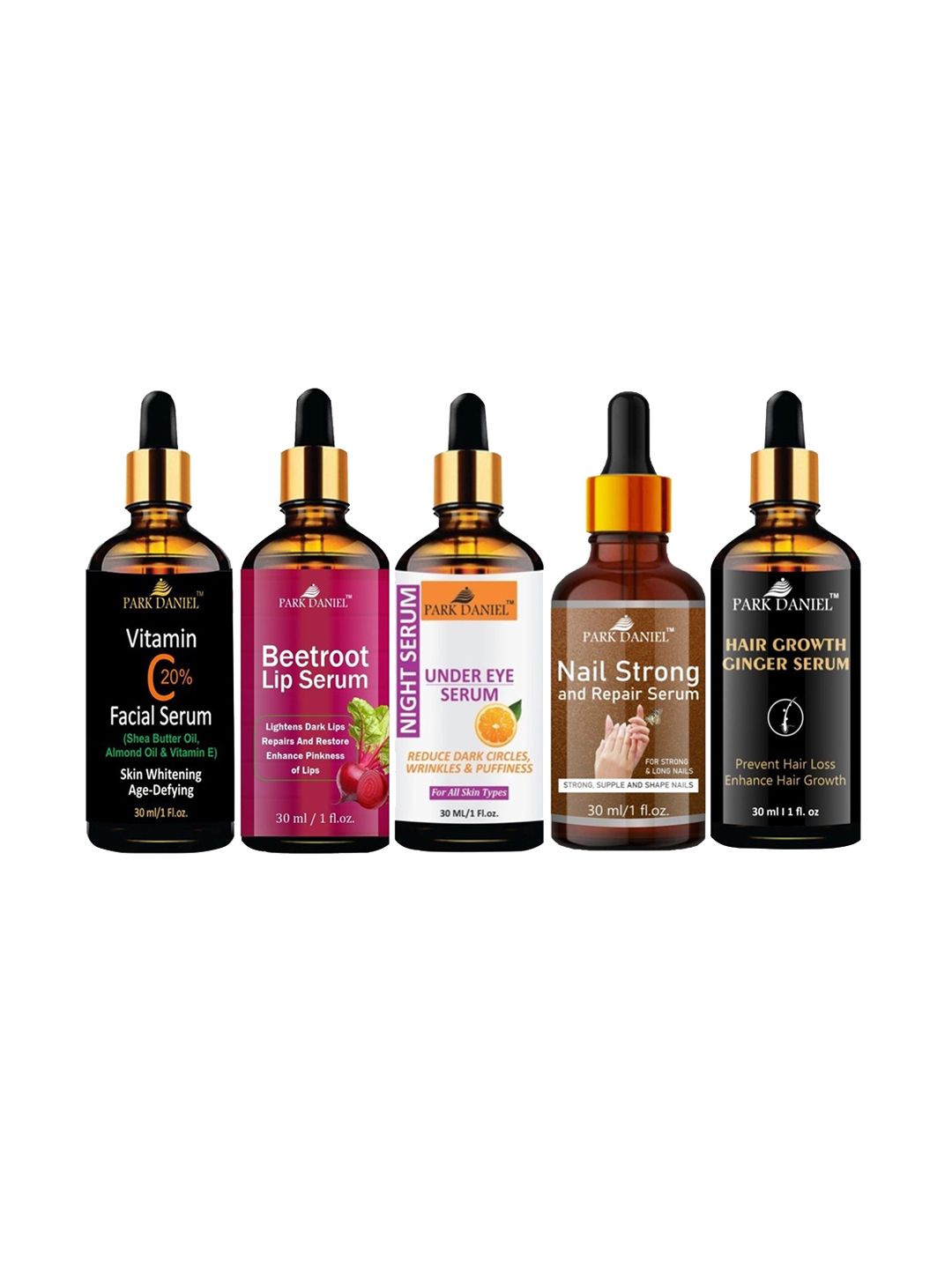 Park Daniel Set Of 5 Serum For Face Hair & Lips - 30 ml deal from myntra