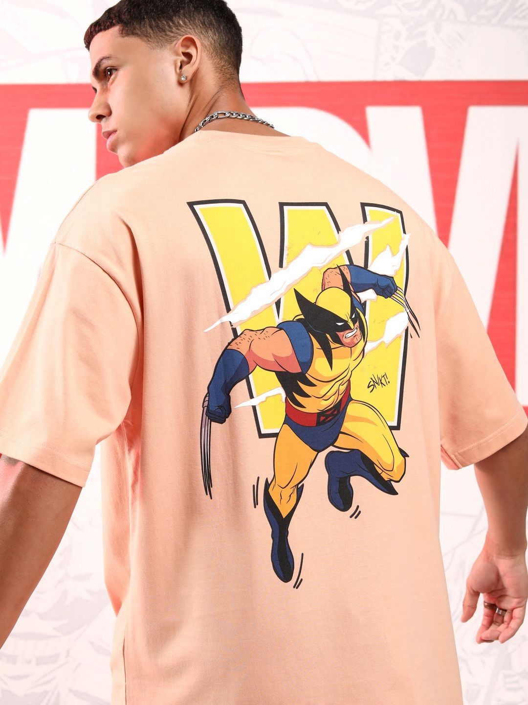 HIGHLANDER Marvel Men X Men Round Neck Short Sleeve Oversized Drop Shoulder Tshirt