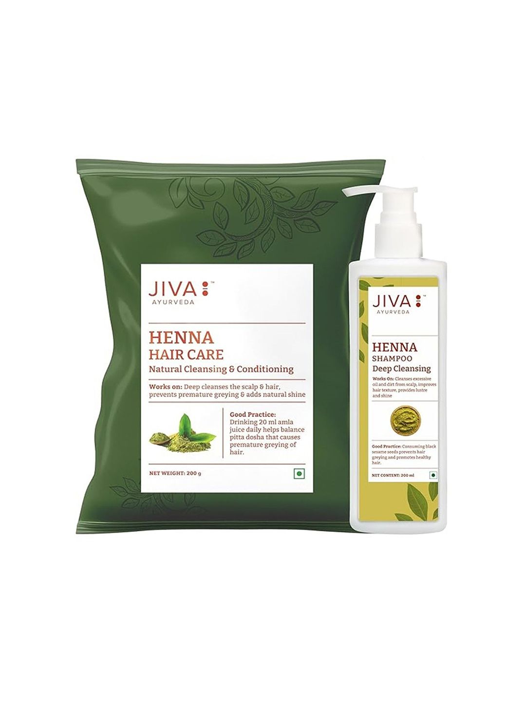 Jiva Henna Hair Care Powder-200g & Henna Shampoo Combo - 200ml