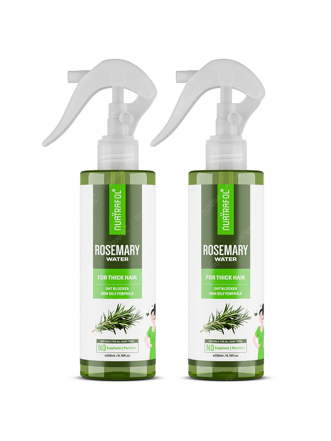 NUATRAFOL Set Of 2 Rosemary Water Spray For Hair Growth -200ml Each
